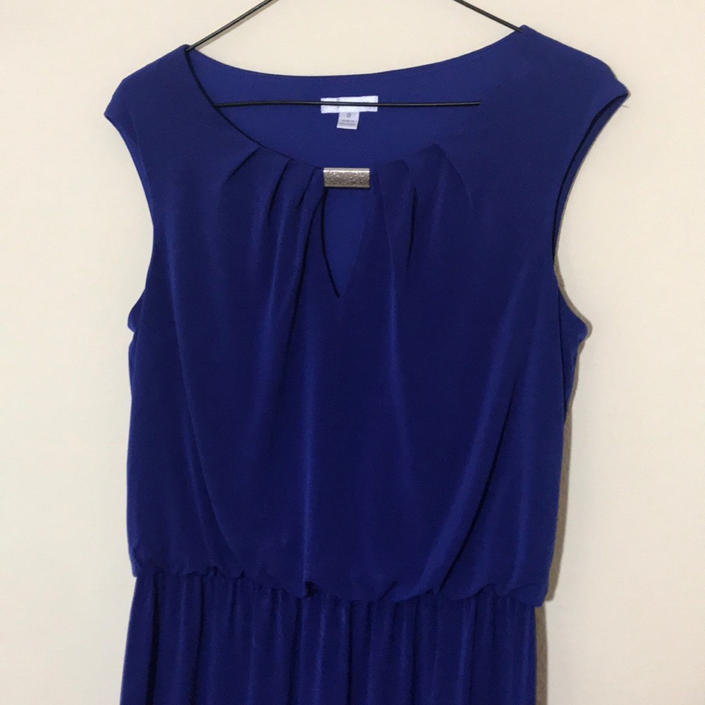 London Times Blue Size 8 Maxi Empire Dress